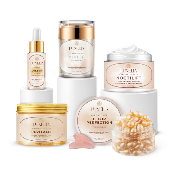 PACK CURE DE JOUVENCE | Masque Revitalis, Elixir Perfection (30 caps), Sérum OR24K, Crème Perlée & Crème de nuit Noctilift